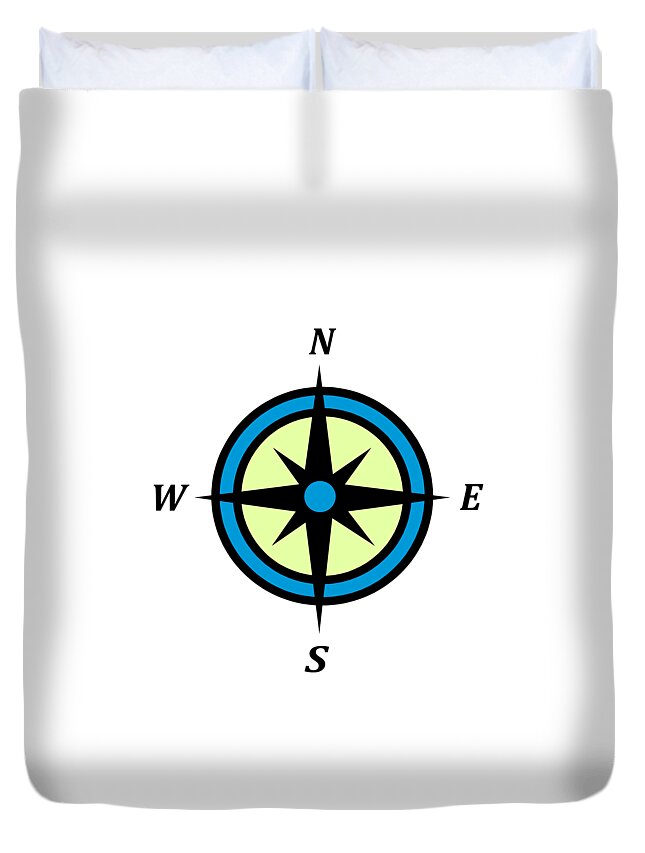 Compass Rose North South East West Navigation Nautical Duvet Cover featuring the digital art Compass Rose by Nautical Chartworks