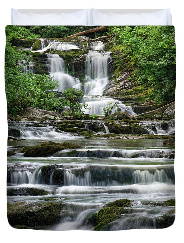 Conasauga Falls Duvet Cover featuring the photograph Conasauga Waterfall 19 by Phil Perkins