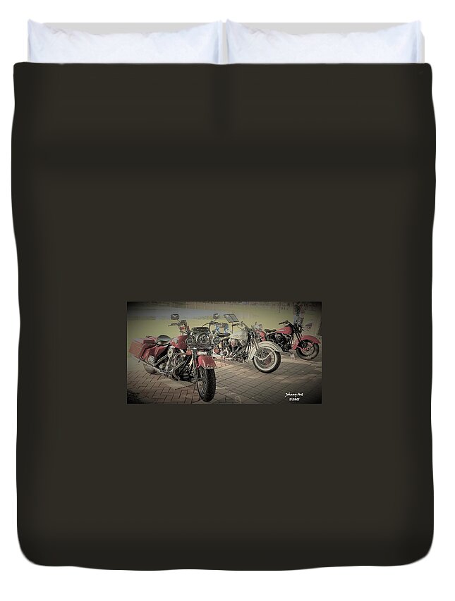 Harley Davidson St Augustine Florida Vintage John Anderson Duvet Cover featuring the photograph Concours d Elegance by John Anderson