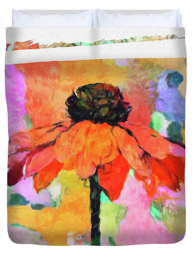 Coneflower Pop Duvet Cover featuring the painting Coneflower POP by Susan Maxwell Schmidt