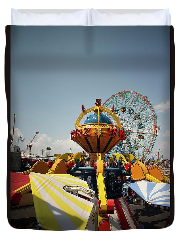 Coney Island Duvet Cover featuring the photograph Coney Island by Afinelyne
