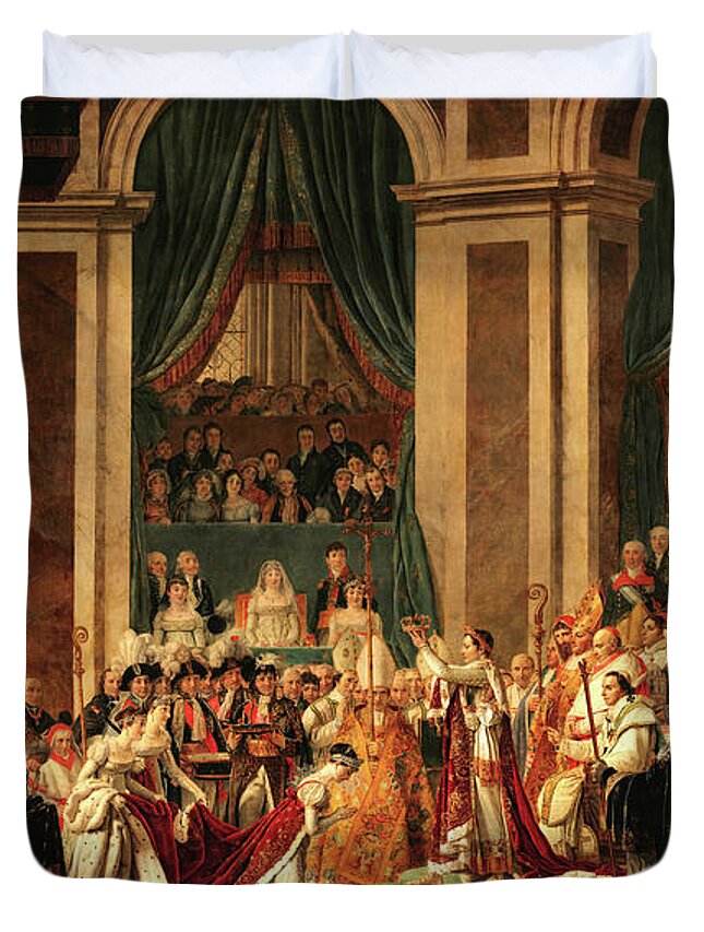Jacques-louis David Duvet Cover featuring the painting Consecration of the Emperor Napoleon and the Coronation of Empress Josephine In Notre-dame De Paris by Jacques-Louis David