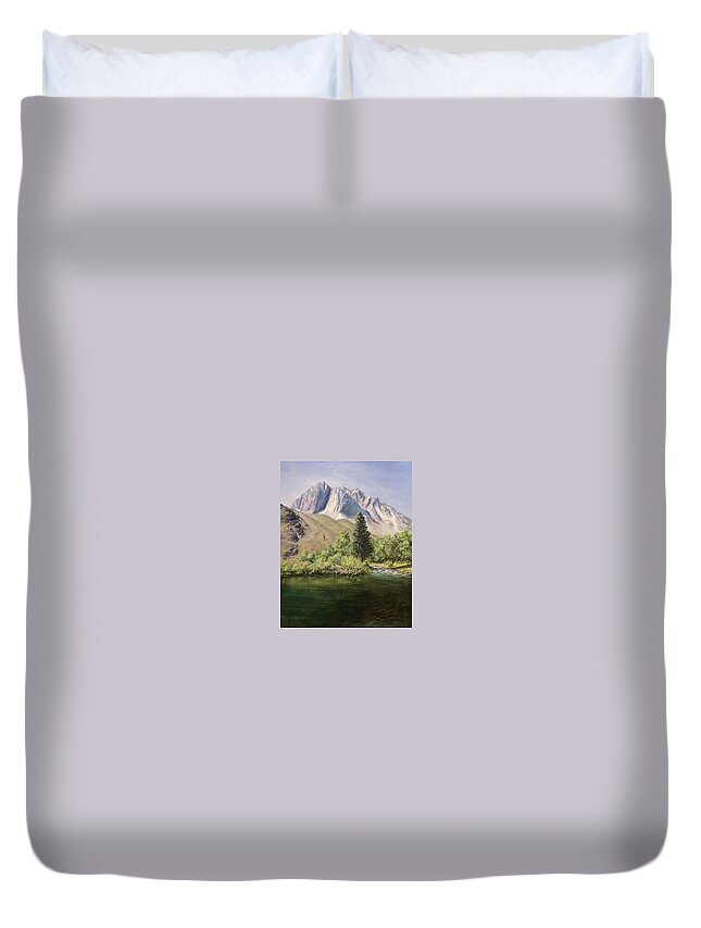 Convict Lake Duvet Cover featuring the painting Convict Lake, CA by Donna Tucker
