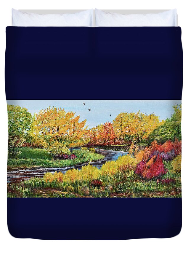 Cooks Creek Duvet Cover featuring the painting Cooks Creek Splendor by Marilyn McNish