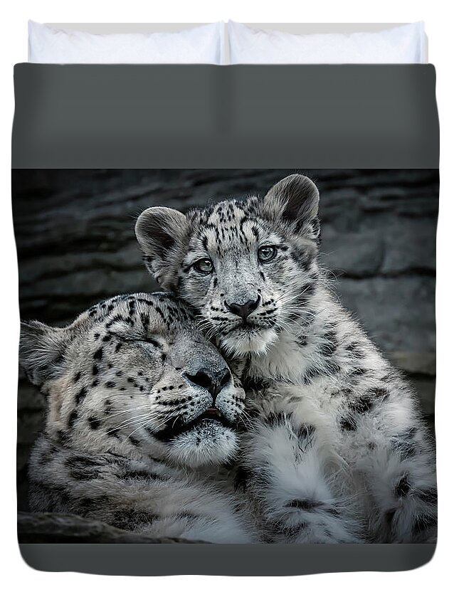 Mother Duvet Cover featuring the photograph Cool Mother's Love by Chris Boulton