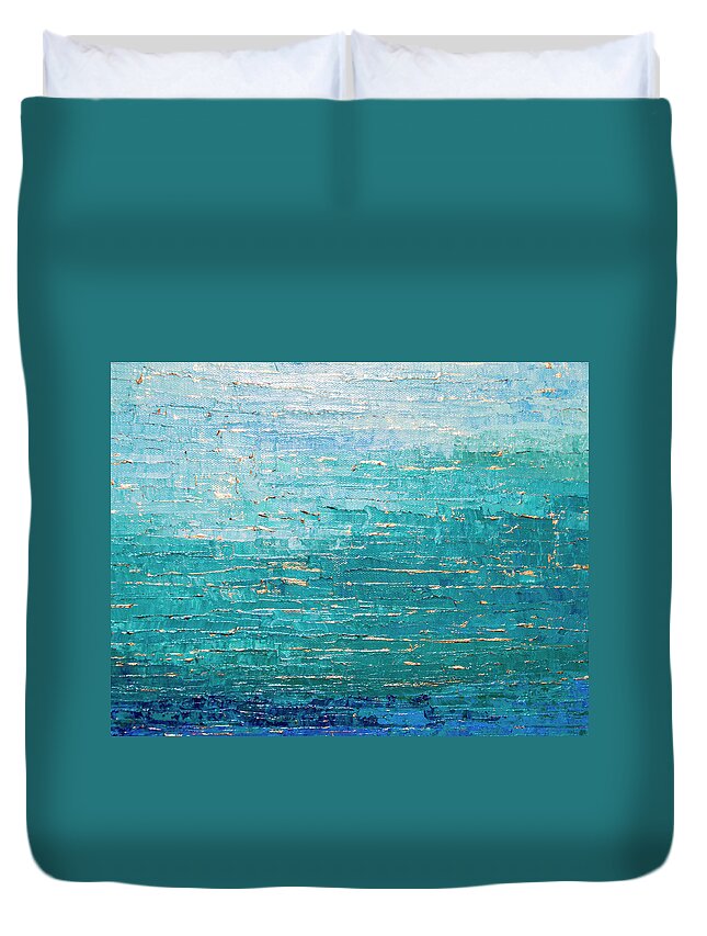Blue Duvet Cover featuring the painting Cooled Blues by Linda Bailey