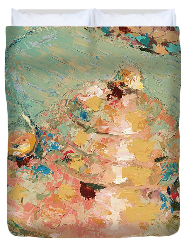 Copper Duvet Cover featuring the painting Copper Kettle, 2010 by PJ Kirk