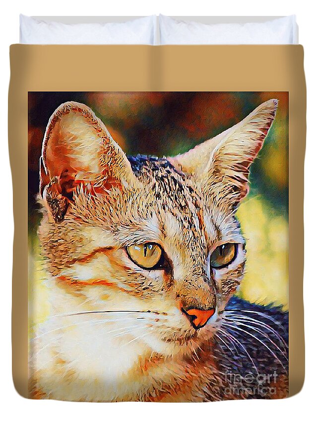 Cats Duvet Cover featuring the photograph Copper Kitty by Joanne Carey