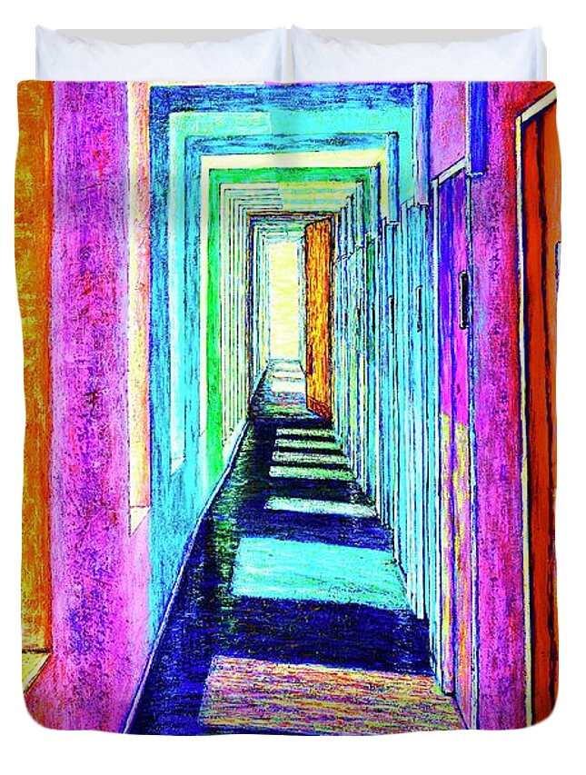 Viktor Duvet Cover featuring the painting Corridor by Viktor Lazarev