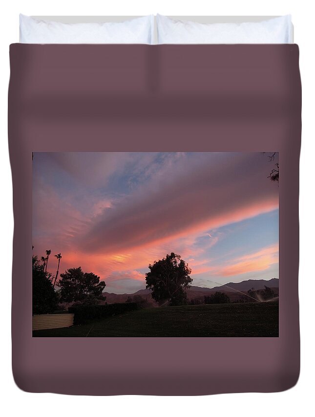 Landscape Duvet Cover featuring the photograph Cotton Candy Sky V by Leslie Porter
