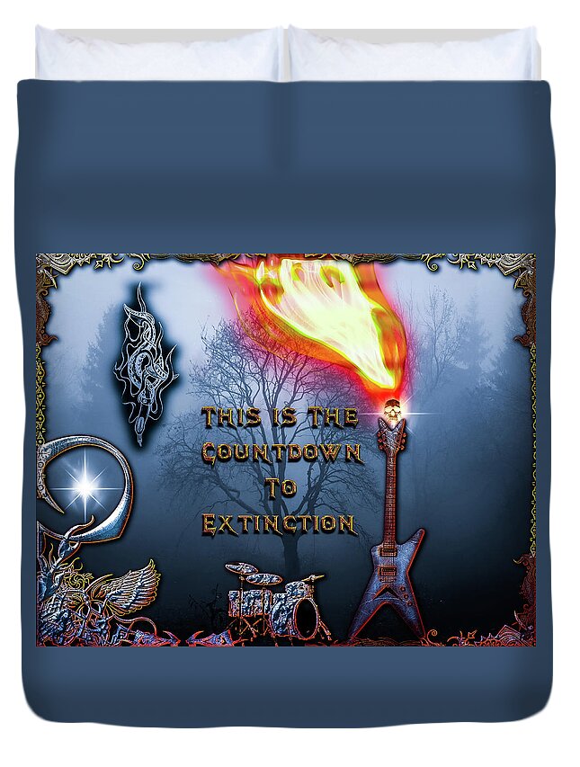 Speakers Duvet Cover featuring the digital art Countdown to Extinction by Michael Damiani