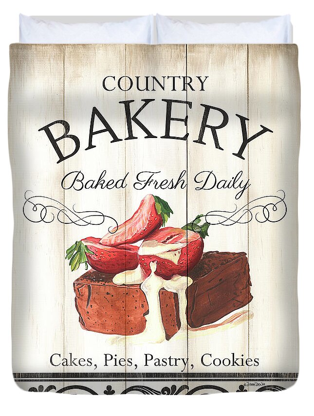 Bakery Duvet Cover featuring the painting Country Bakery 1 by Debbie DeWitt