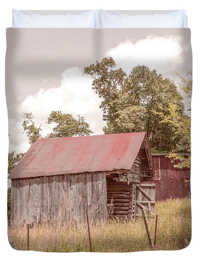 Barn Duvet Cover featuring the photograph Country Barn at Buckley Vineyards in the Sun by Debra and Dave Vanderlaan