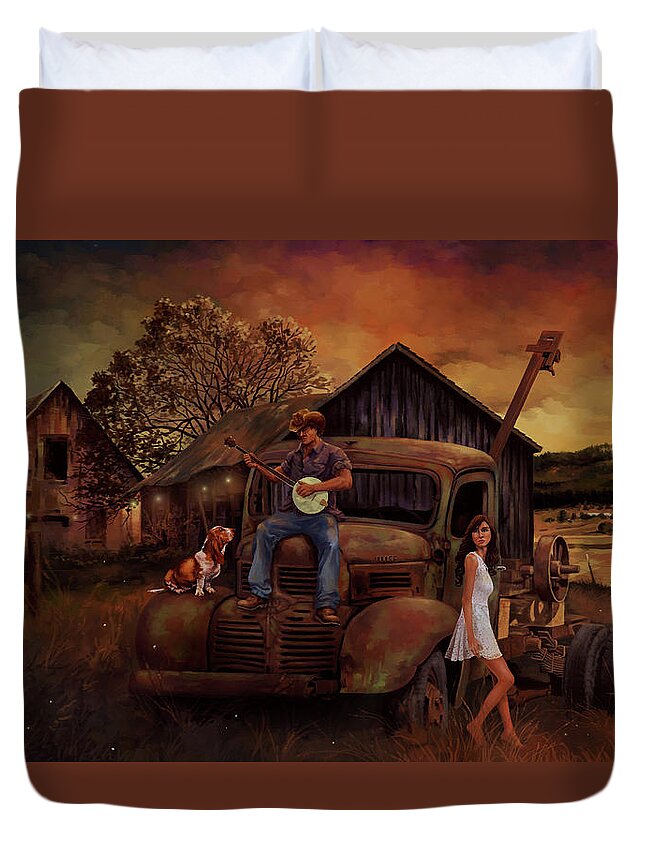 Country Boy Duvet Cover featuring the painting Country Boy's Dream by Hans Neuhart