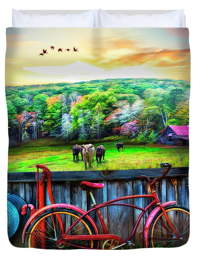 Barns Duvet Cover featuring the photograph Country Rust Painting by Debra and Dave Vanderlaan
