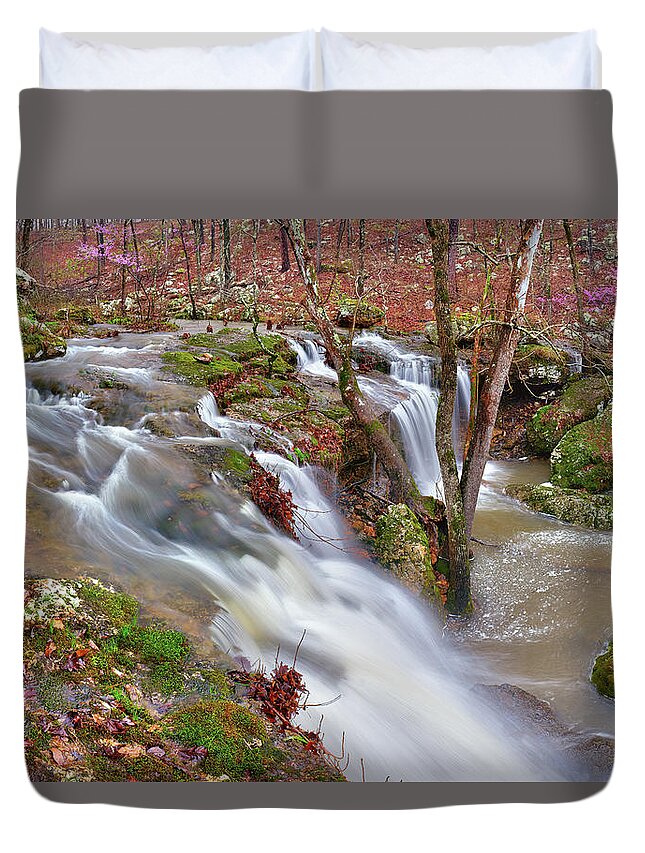Waterfall Duvet Cover featuring the photograph Coward's Hollow Shut-ins I by Robert Charity
