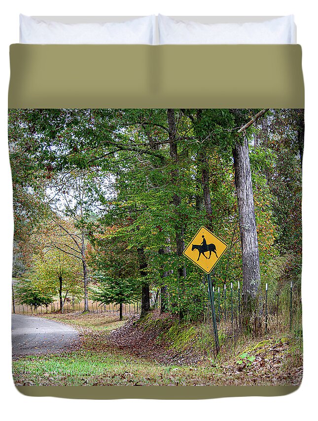 Fall Duvet Cover featuring the digital art Cowboy Country by Linda Segerson