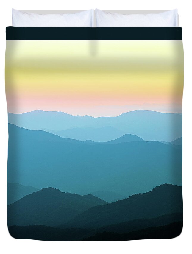 Cowee Moutain Duvet Cover featuring the photograph Cowee Mountain Sunset Views North Carolina by Jordan Hill