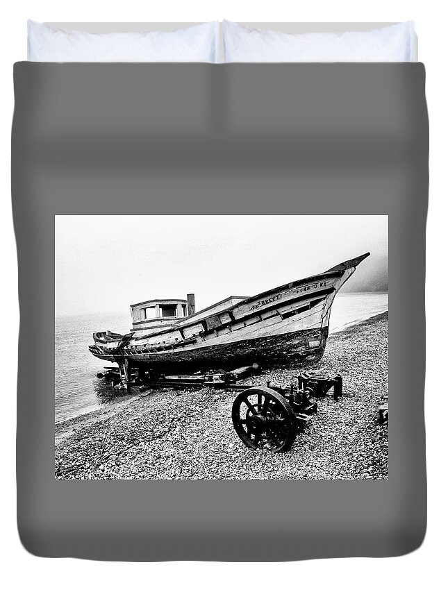 China Camp Duvet Cover featuring the photograph Crab Boat at China Camp California by Frank Lee