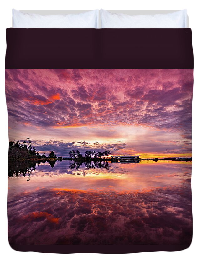 Sunset Duvet Cover featuring the photograph Cranberry Lake Sunset by Gary Skiff