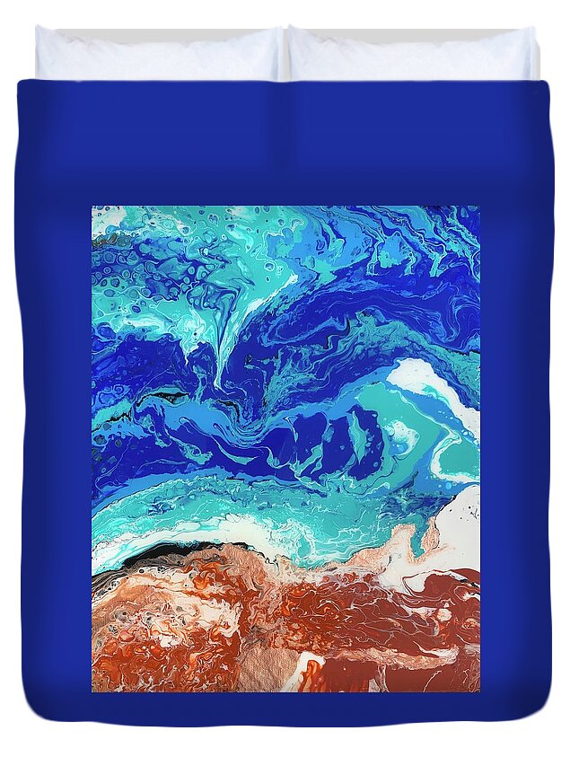 Ocean Duvet Cover featuring the painting Crash by Nicole DiCicco