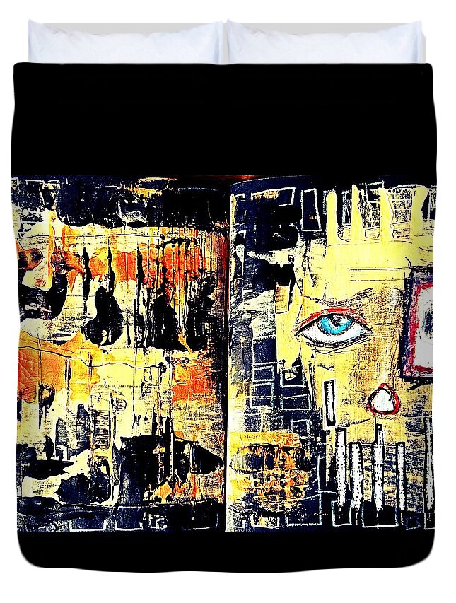 Artprint Duvet Cover featuring the painting Crazy by Tanja Leuenberger