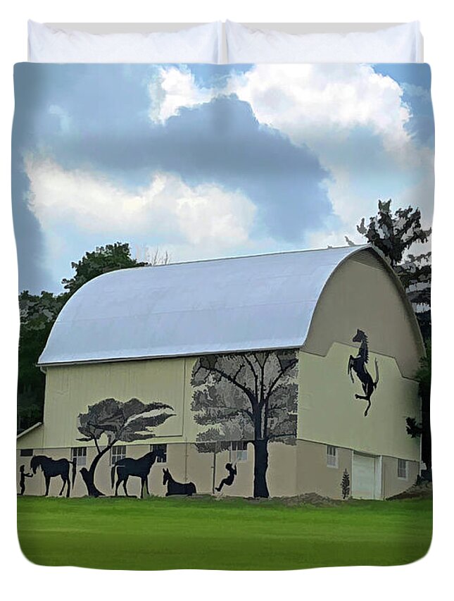 Farm Duvet Cover featuring the photograph Creative Barn on Picturesque Farm by Roberta Byram
