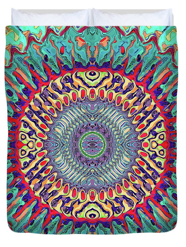 Colorful Duvet Cover featuring the digital art Creative Concentric Abstract by Phil Perkins
