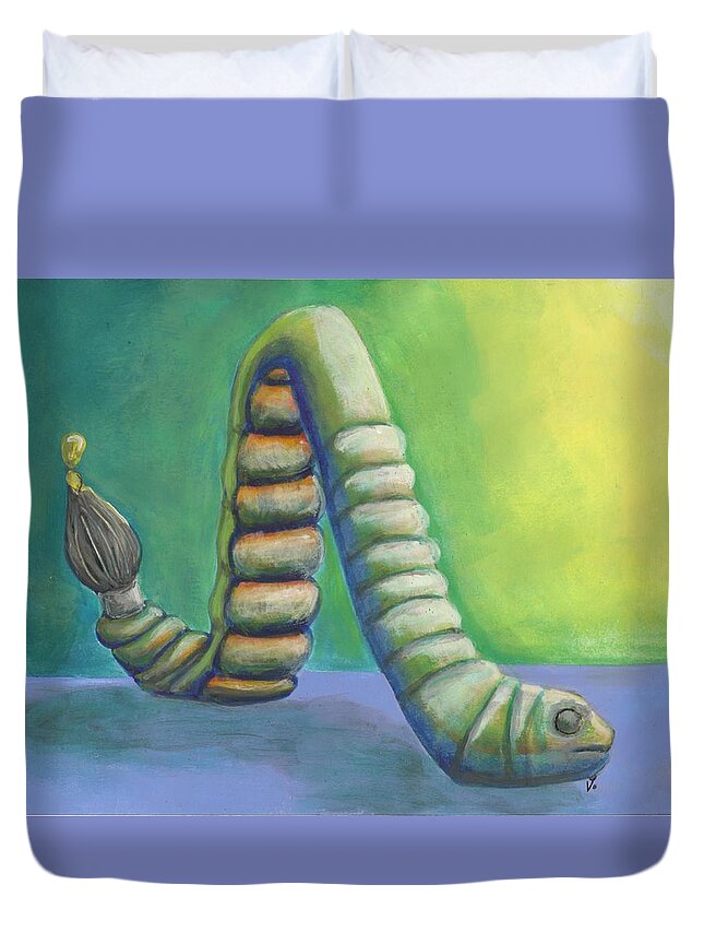 Worm Duvet Cover featuring the painting Creative Juices by Vicki Noble