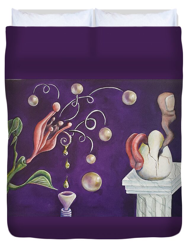 Thumb Duvet Cover featuring the painting Creative Mousetrap by Vicki Noble