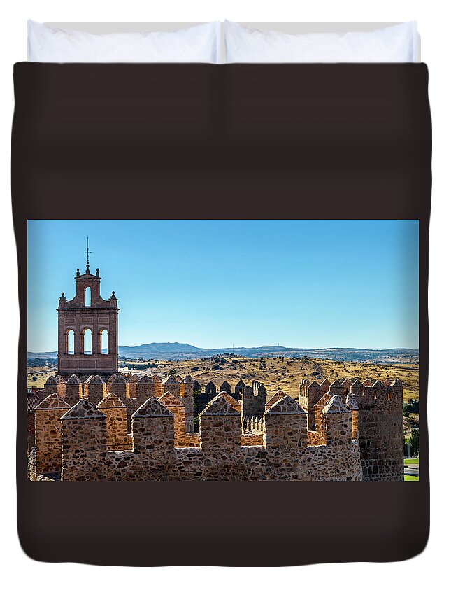Spain Duvet Cover featuring the photograph Crenellated Bastions of Avila by W Chris Fooshee