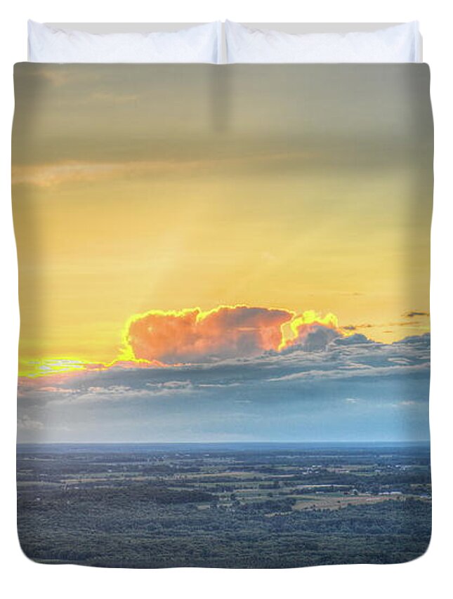 Wausau Duvet Cover featuring the photograph Crepuscular Rays Over Rib Mountain State Park by Dale Kauzlaric