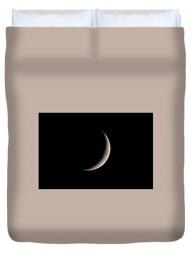 Photo Duvet Cover featuring the photograph Crescent Moon by Evan Foster