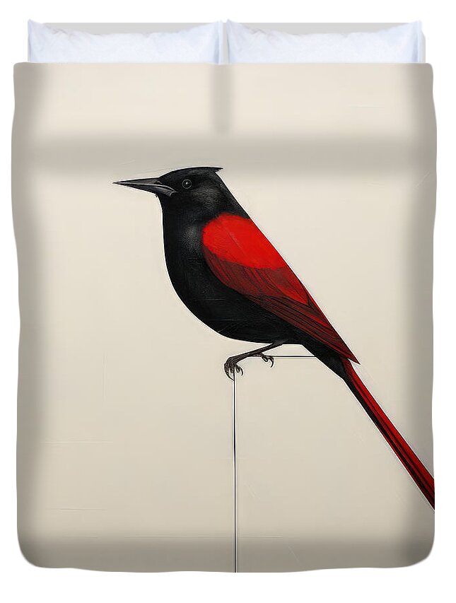 Cardinal Duvet Cover featuring the painting Crimson Throne by Lourry Legarde