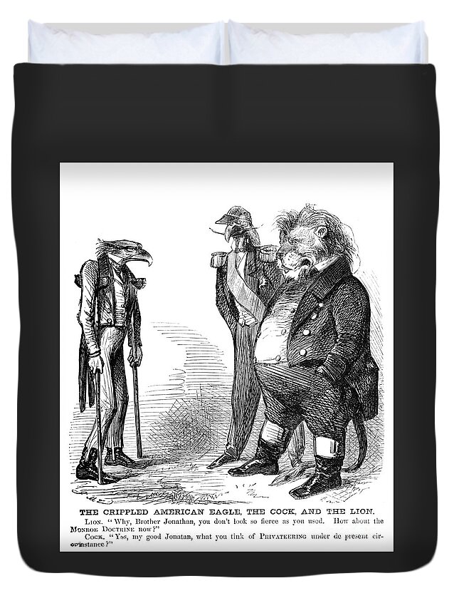 1861 Duvet Cover featuring the drawing Crippled Eagle Cartoon, 1861 by Granger