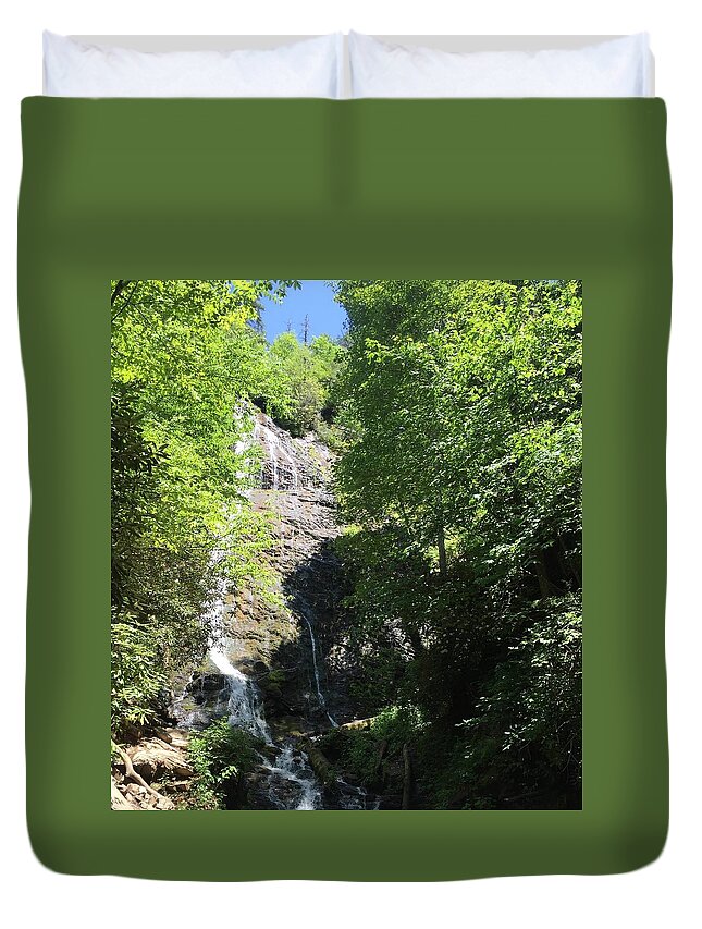 Waterfall Duvet Cover featuring the photograph Crisp Morning at the Falls by Lee Darnell