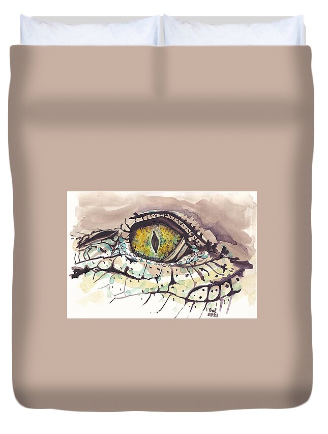 Crocodile Duvet Cover featuring the painting Croc by George Cret