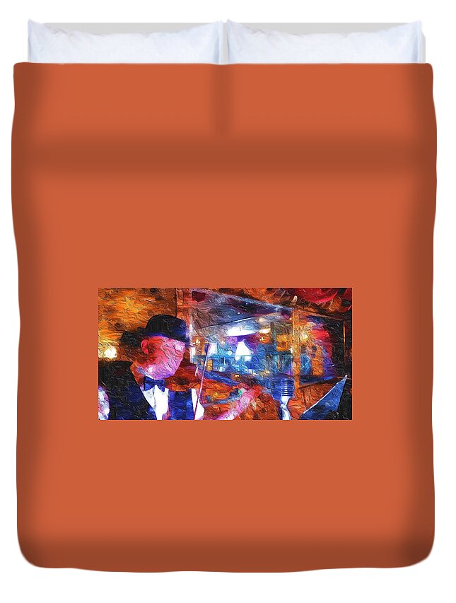  Duvet Cover featuring the mixed media Crooner Luc Ponte by Bencasso Barnesquiat