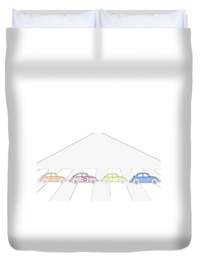 Beetles Duvet Cover featuring the mixed media Crossing Abbey Road by Moira Law