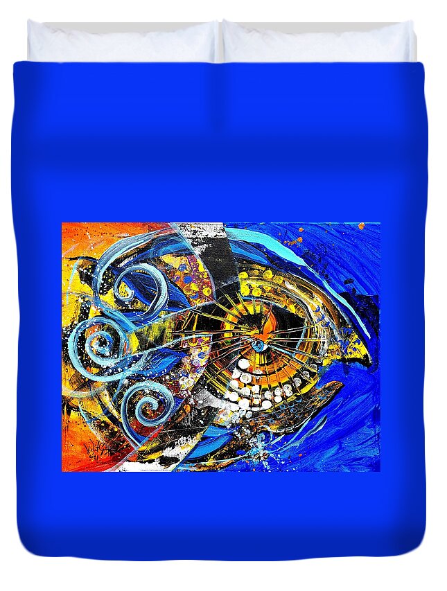 Fish Duvet Cover featuring the painting CrossOver Fish by J Vincent Scarpace