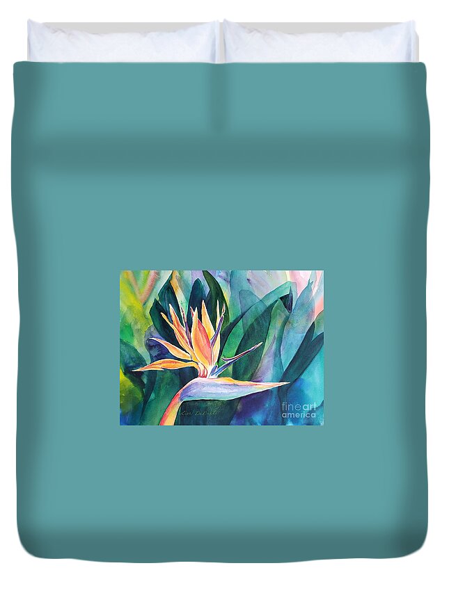 Tropical Duvet Cover featuring the painting Crowning Glory by Lisa Debaets