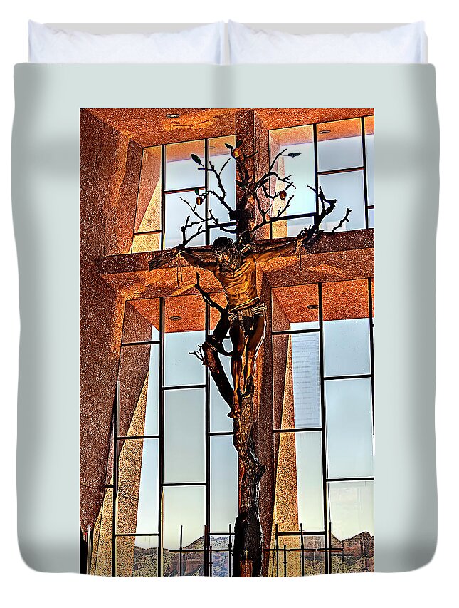 Sedona Duvet Cover featuring the photograph Crucifix by Al Judge