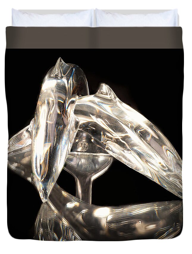 Crystal Duvet Cover featuring the photograph Crystal Dolphins by Steven Nelson