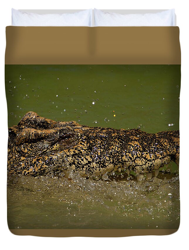 Cuban Duvet Cover featuring the photograph Cuban Crocodile by Carolyn Hutchins