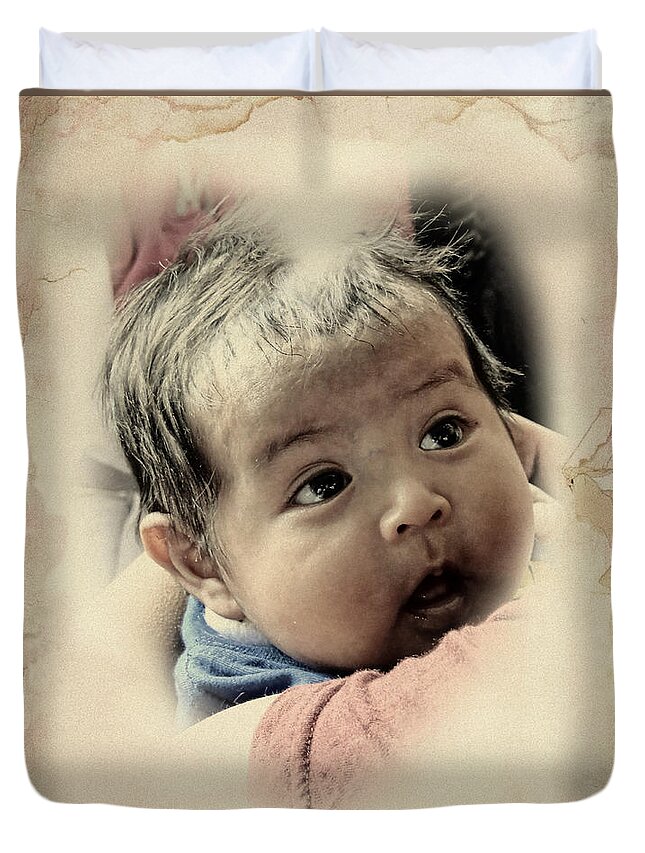 2145b Duvet Cover featuring the photograph Cuenca Kids 1565 by Al Bourassa