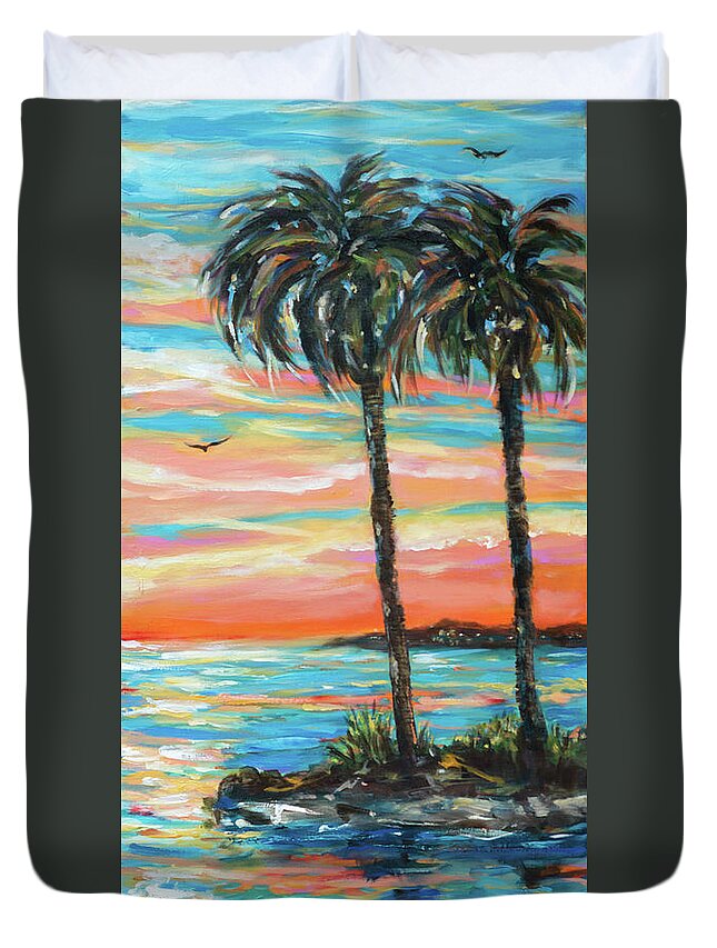 Tropical Duvet Cover featuring the painting Cummings 2 by Linda Olsen