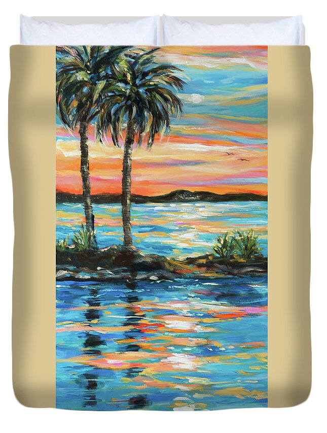 Tropical Duvet Cover featuring the painting Cummings 3 by Linda Olsen