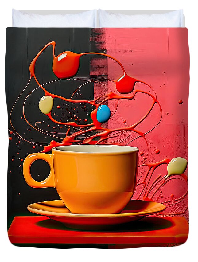 Coffee Duvet Cover featuring the digital art Cup O' Coffee by Lourry Legarde
