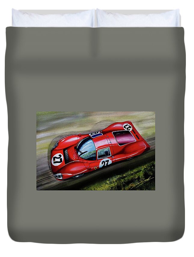 Ferrari Duvet Cover featuring the painting Curvy Beauty by Simon Read