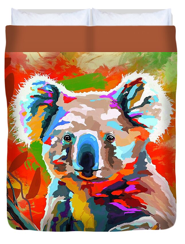 Koala Duvet Cover featuring the digital art Cute Koala by Mark Ross
